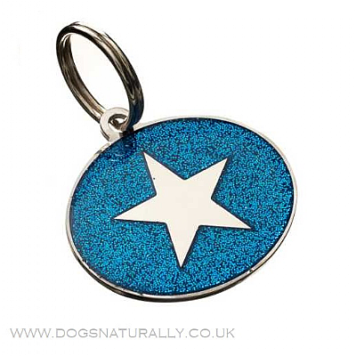 Blue Star Dog Tag (Oval) Glitter